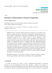 Dynamics of Information As Natural Computation