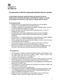 Fundamentals of Effective Systematic Synthetic Phonics Practice