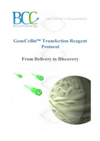Genecellintm Transfection Reagent Protocol