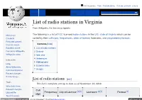 List of Radio Stations in Virginia