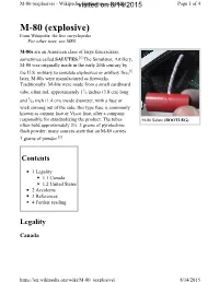 M-80 (Explosive) - Wikipedia,Visited the Free Encyclopediaon 8/14/2015 Page 1 of 4
