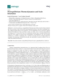 Nonequilibrium Thermodynamics and Scale Invariance