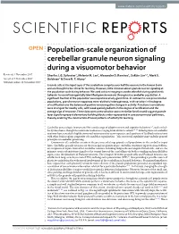 Population-Scale Organization of Cerebellar Granule Neuron Signaling During a Visuomotor Behavior Received: 1 November 2017 Sherika J