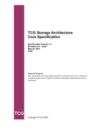 Storage WG Core