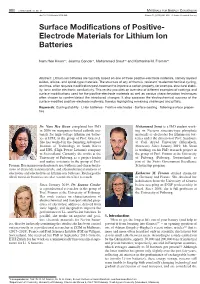 Surface Modifications of Positive-Electrode Materials for Lithium Ion Batteries