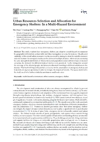 Urban Resources Selection and Allocation for Emergency Shelters: in a Multi-Hazard Environment
