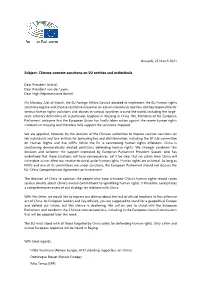 Chinese Counter-Sanctions on EU Entities and Individuals