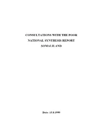 Consultations with the Poor National Synthesis Report Somaliland