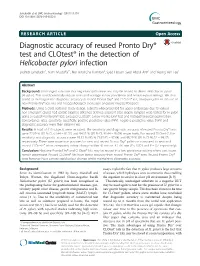 Diagnostic Accuracy of Reused Pronto Dry® Test and Clotest® in The