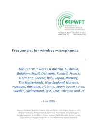 Frequencies for Wireless Microphones