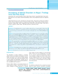 Prevalence of Mental Disorders in Nepal