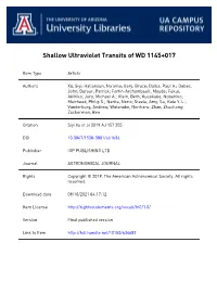 Shallow Ultraviolet Transits of WD 1145+017