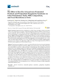 The Effect of Bacillus Licheniformis-Fermented Products