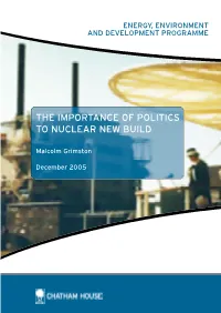 The Importance of Politics to Nuclear New Build