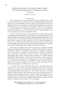 A Psychoanalytic Interpretation of Pedagogical Presence