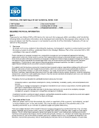 ANSI ISO TC Proposal (Project Management)