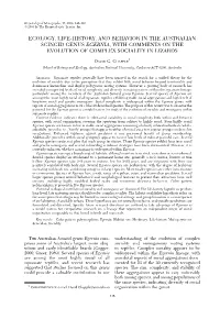 Ecology, Life-History, and Behavior in the Australian Scincid Genus Egernia, with Comments on the Evolution of Complex Sociality in Lizards