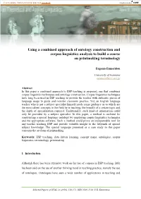Using a Combined Approach of Ontology Construction and Corpus Linguistics Analysis to Build a Course on Printmaking Terminology