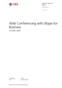 Web Conferencing with Skype for Business User Guide – Public