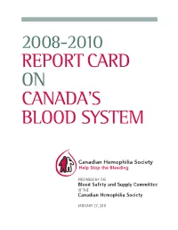 2008-2010 Report Card on Canada's Blood System