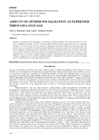 Aspects of Gender Socialization As Expressed Through Language