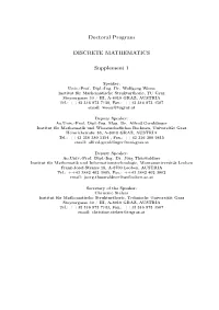Doctoral Program DISCRETE MATHEMATICS Supplement 1