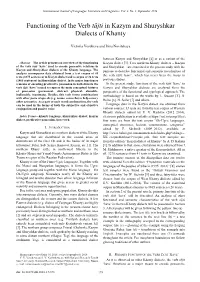 Functioning of the Verb Tăjtɨ in Kazym and Shuryshkar Dialects of Khanty
