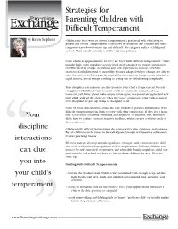 Strategies for Parenting Children with Difficult Temperament