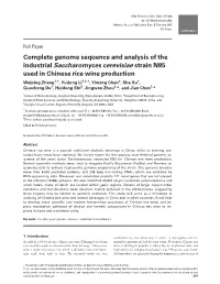 Complete Genome Sequence and Analysis of the Industrial