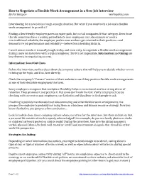 How to Negotiate a Flexible Work Arrangement in a New Job Interview by Pat Katepoo Workoptions.Com