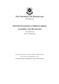 Structural Presentation of Influenza Epitopes on Modular Virus-Like Particles Doan Thanh Tam Master of Biotechnology
