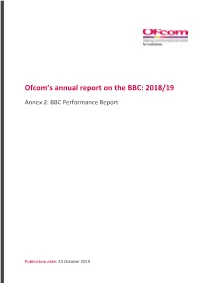 2018/19 Annex 2: BBC Performance Report
