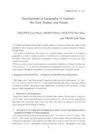 Development of Geography in Vietnam : the Past, Present and Future