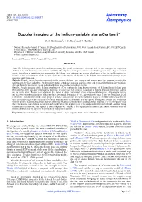 Doppler Imaging of the Helium-Variable Star a Centauri*