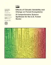 Effects of Climatic Variability and Change on Forest Ecosystems: a Comprehensive Science Synthesis for the U.S