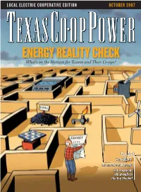 ENERGY REALITY CHECK What’S on the Horizon for Texans and Their Co-Ops?
