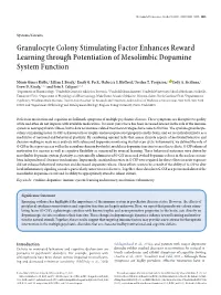 Granulocyte Colony Stimulating Factor Enhances Reward Learning Through Potentiation of Mesolimbic Dopamine System Function