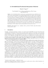 I.S. Beritashvili and Psychoneural Integration of Behavior (PDF)
