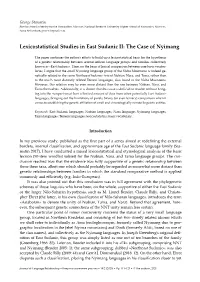 Lexicostatistical Studies in East Sudanic II: the Case of Nyimang