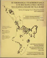 NGA KAINGA MAORI ME NGA ROHE Survey of Language Use in Maori Households and Communities