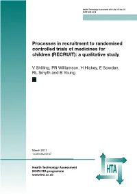 Processes in Recruitment to Randomised Controlled Trials of Medicines for Children (RECRUIT): a Qualitative Study