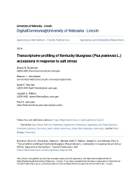 Transcriptome Profiling of Kentucky Bluegrass (Poa Pratensis L.) Accessions in Response to Salt Stress B