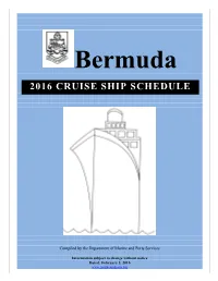 2016 Cruise Ship Schedule