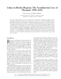 Crime in Border Regions: the Scandinavian Case of O¨ Resund, 1998–2001