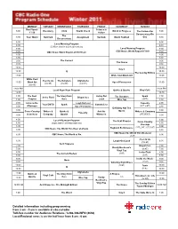 Detailed Information Including Programming from 2 Am