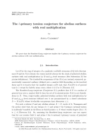 Primary Torsion Conjecture for Abelian Surfaces with Real Multiplication