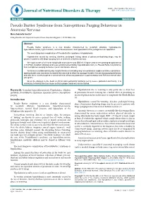 Pseudo Bartter Syndrome from Surreptitious Purging Behaviour In