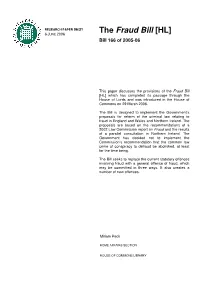 The Fraud Bill [HL] 6 JUNE 2006 Bill 166 of 2005-06