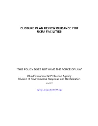 Closure Plan Review Guidance for Rcra Facilities