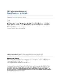 Deaf and in Need : Finding Culturally Sensitive Human Services